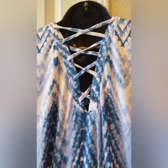 Design History Blue/white Sleeveless Long Maxi Dress Size Large, Tie Back - Picture 6 of 12